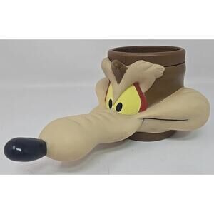 1993 Wile E Coyote Head Plastic Mug Looney Tunes Warner Bros. U297